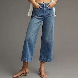 Anthropologie Pilcro Skipper Wide Leg Cropped Blue Jeans Size 30